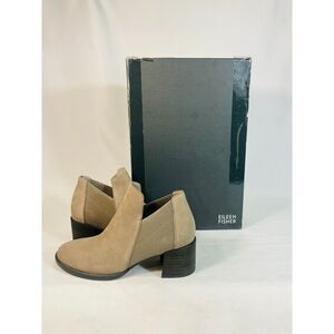 NWT Eileen Fisher GRAY Drizzle BAYO Tumbled Nubuck Booties 6M